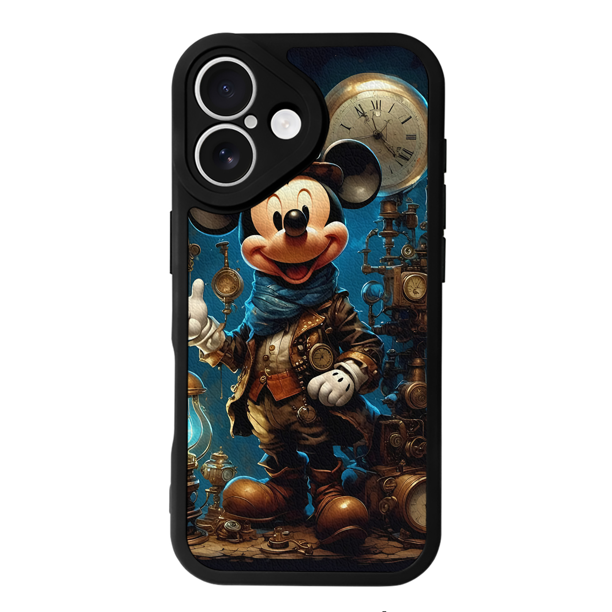 （画像用） ミッキーマウス Mickey Mouse 【iPhone 16シリーズ対応】シリコンスマホケース（レザー調） 材質：シリコン